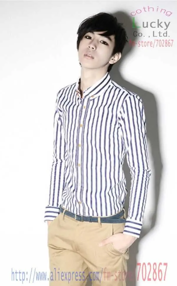 blue white striped shirt outfit