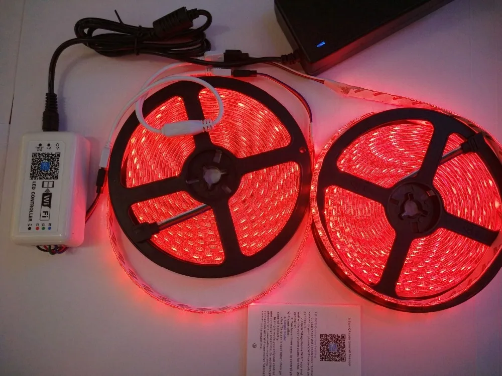 IOS, Android, светодиодный контроллер WIFI RGB+ 5050 RGB 60L/м, 10 м 600L светодиодный полосы водонепроницаемый DC12V гибкий светодиодный лента+ 12 V 8A адаптер Комплект RGB