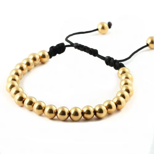 10pcs 8mm Micro Pave Black Stoppers Beads New Anil Arjandas Macrame Bracelets,Briading Macrame Bracelet For Men Jewelry BC-0064 - Окраска металла: 18K gold