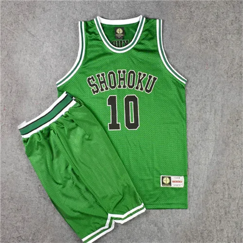 Ainiel Slam Dunk Джерси бренда Shohoku мужчины Мяч Косплей Костюм Hanamichi Sakuragi Kaede Rukawa Mitsui Hisashi Джерси - Цвет: Green Top and Shorts