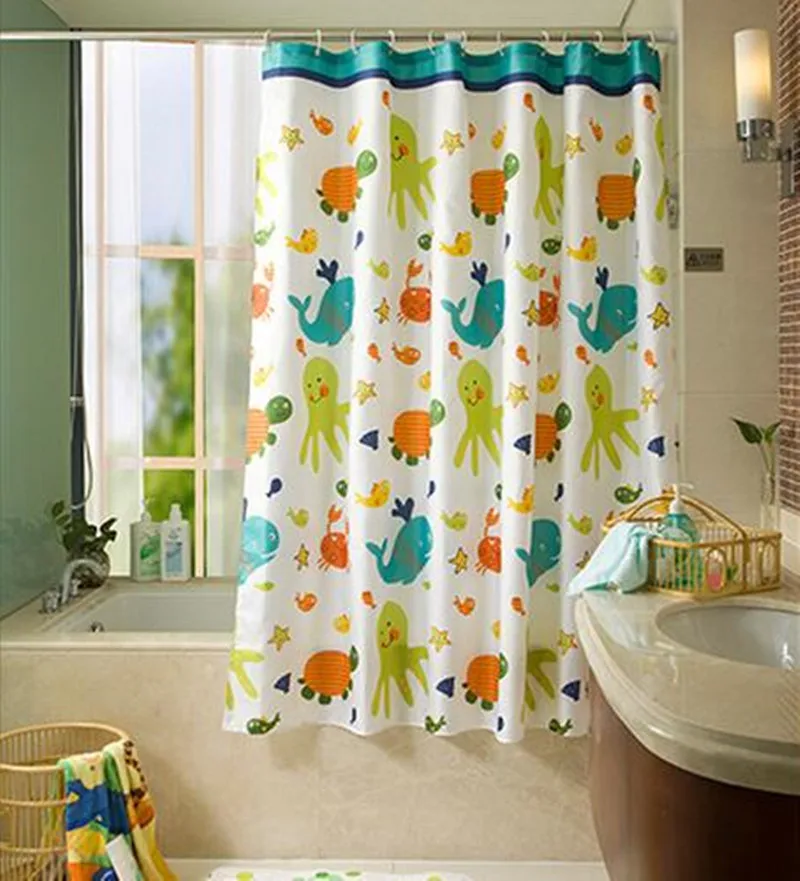 shower curtain set polyester Machine washable reuse with 12 pcs plastic