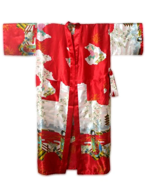 Ярко-розовые китайский Для женщин Шелковый район халат-кимоно с цветочным принтом S M L XL XXL XXXL S0017