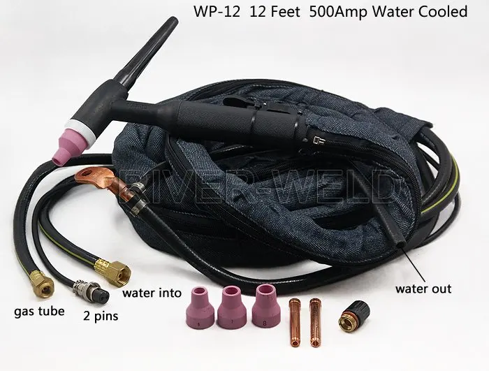 WP-12 wig-сварочная горелки полный водяным охлаждением 500Amp DC 12 футов, 4 м