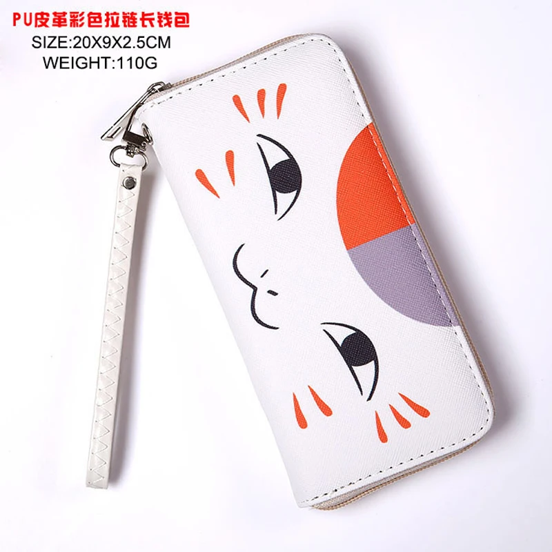 Natsume yuujinchou Cool PU Anime Nyanko Sensei Colorful Long Wallet/Purse With Zipper for Men Women Gift Money Bag