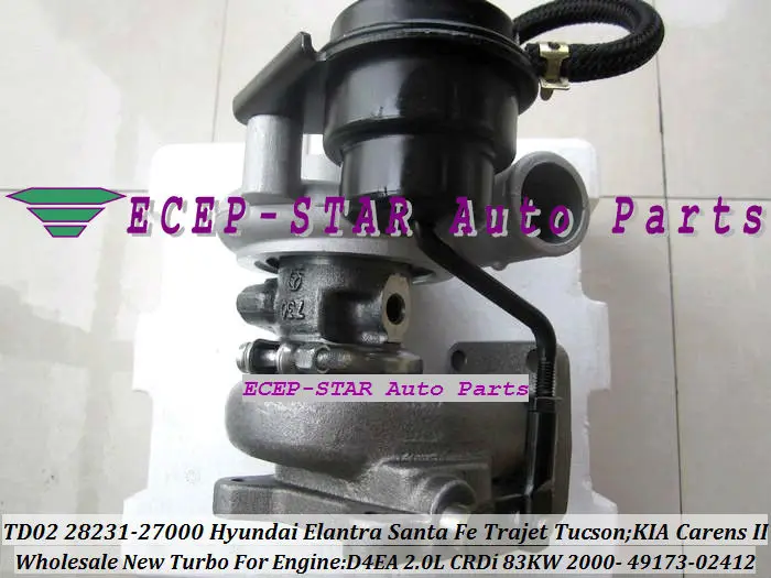 TD02 49173-02412 28231-27000 HYUNDAI Elantra Santa Fe Trajet Tucson KIA Carens II D4EA 2.0CRDi 83KW 2000- Turbocharger (2)