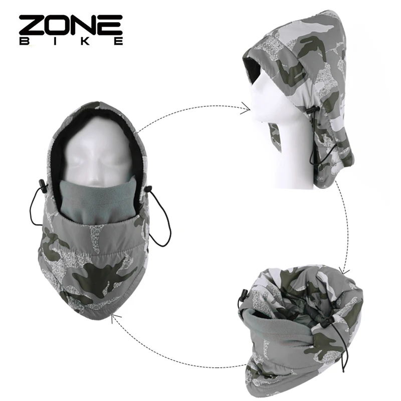 ZONEBIKE непромокаемая зимняя теплая шапка для езды на велосипеде, теплая флисовая хлопковая Ветрозащитная маска для лица, Балаклава для сноубординга, спортивный шарф