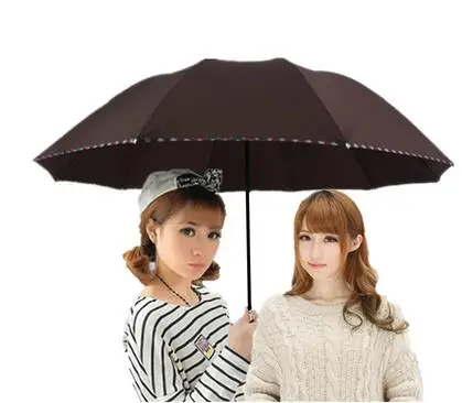 Brown Big Size British Creative Folding Umbrella Business Sunny and Rainy Umbrella Windproof Umbrellas - Цвет: Brown