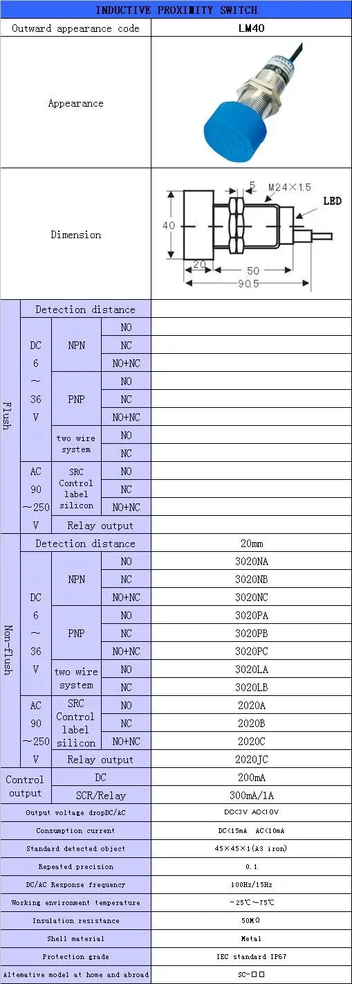 Индуктивный датчик приближения LM40, общий тип, 10 шт./лот, DC 2/3 провод, AC 2 провод, датчик, датчик приближения