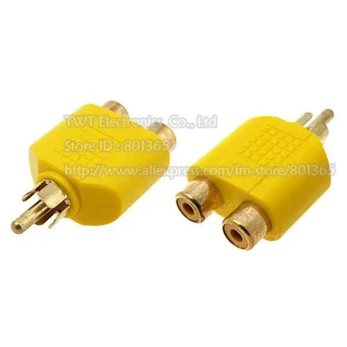 2 RCA Женский к RCA мужской аудио конвертер адаптер-желтый,, 10 Кол-во
