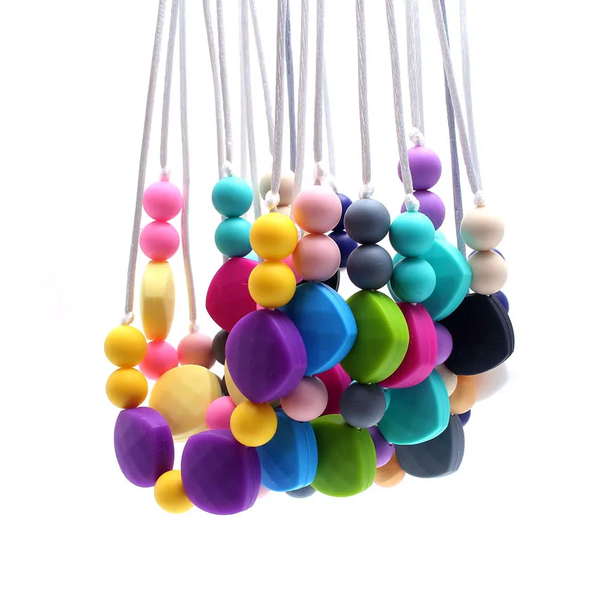 

MHS.SUN BPA Free Silicone Teeth Necklaces Silicone Teething Beads DIY Jewelry for Mother Baby Chewing Necklaces Teethers ST019