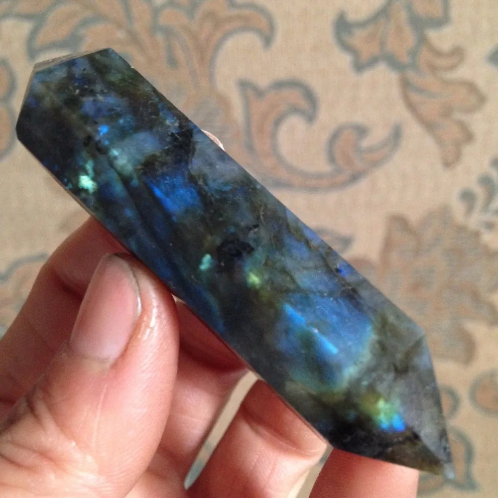 

45g Natural beautiful labradorite QUARTZ CRYSTAL WAND POINT HEALING YL-J0659