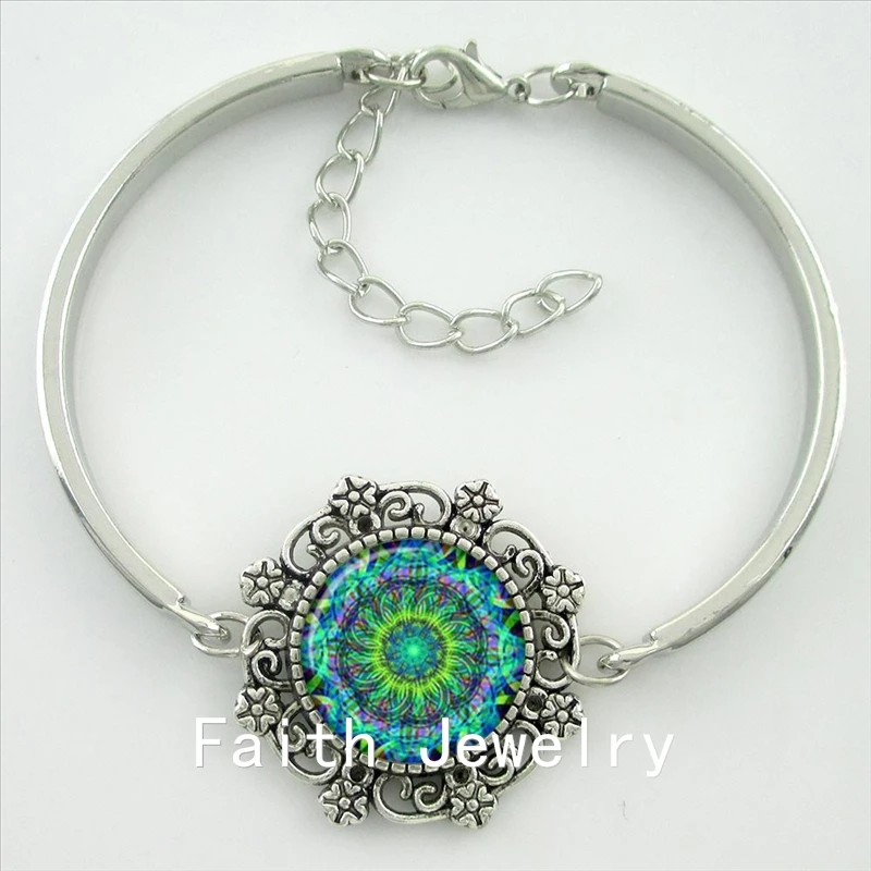 Зеленый браслет Om patten ювелирных изделий в виде цветов и мандалы HT017|bracelet flower|flower of