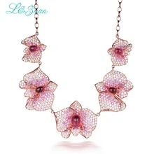 L& zuan, хорошее ювелирное изделие, 925 пробы, серебро, натуральный турмалин, цветочный кулон, ожерелье для женщин, красный камень, роскошные модные ювелирные изделия