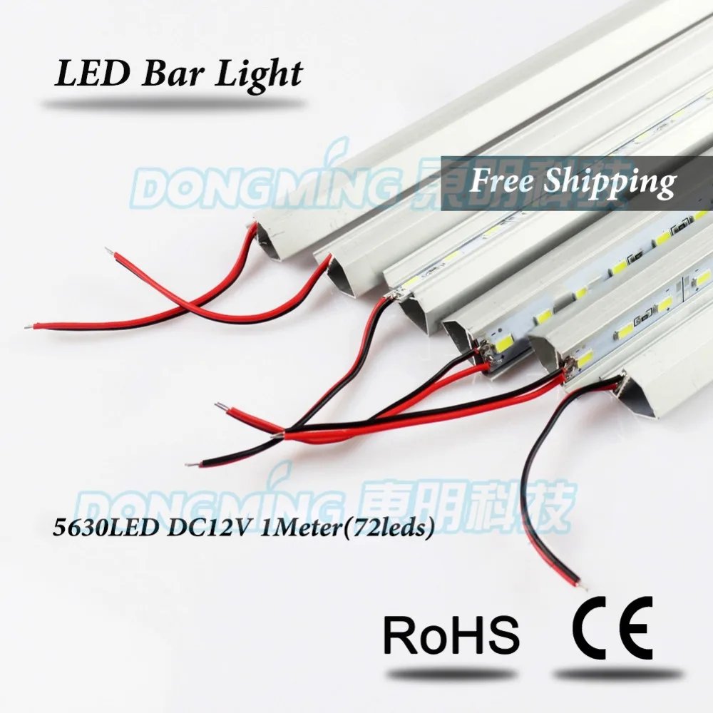 

5pcs 1m Hard luces led Bar light 12V 100cm 72 led SMD 5630 U/V shell Aluminum Alloy Led Strip light For Cabinet Free Shipping