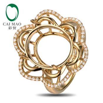 

Caimao 12x14mm Oval Cut Semi Mount Setting Ring 14K Yellow gold Natural 0.29ct Diamond Engagement Jewelry