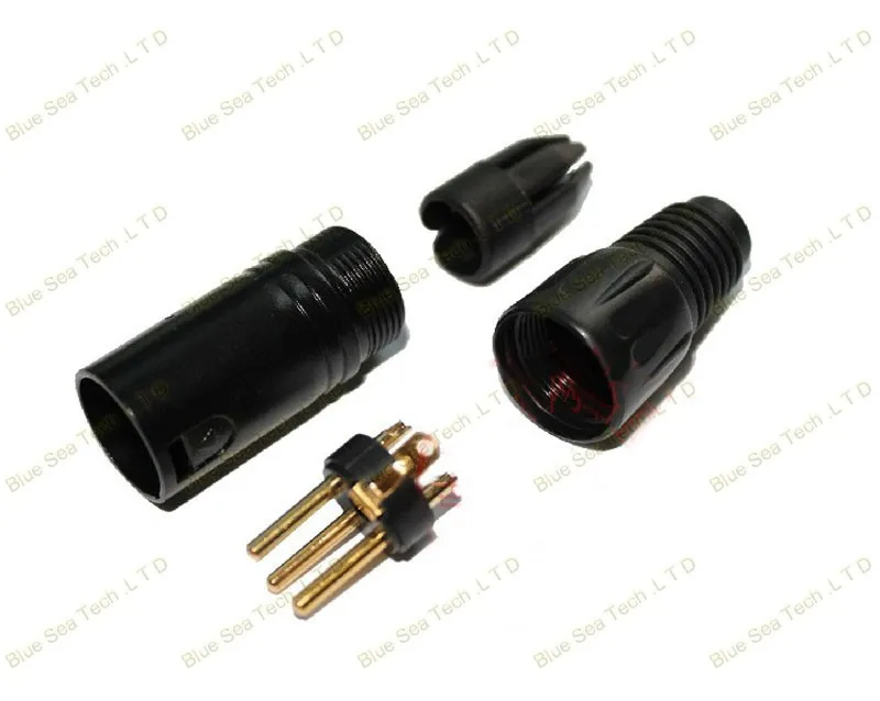 25 шт./лот черный DIY Медь с позолотой аудио разъем для микрофона XLR 3 Pin типа «папа» J3P XLR plug Бесплатная доставка