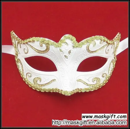 Оптом белый и золотой Венецианский карнавал маски бумага маше