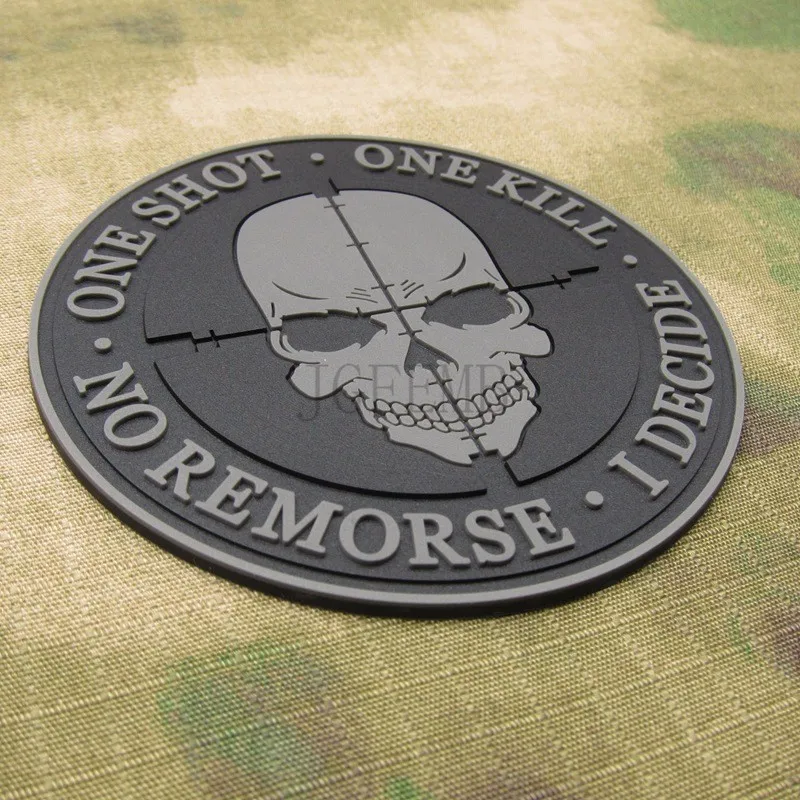 Серый Снайпер ONE SHOT ONE KILL NO REMORSE я решу тактический для поддержания боевого духа 3D ПВХ патч PB1191