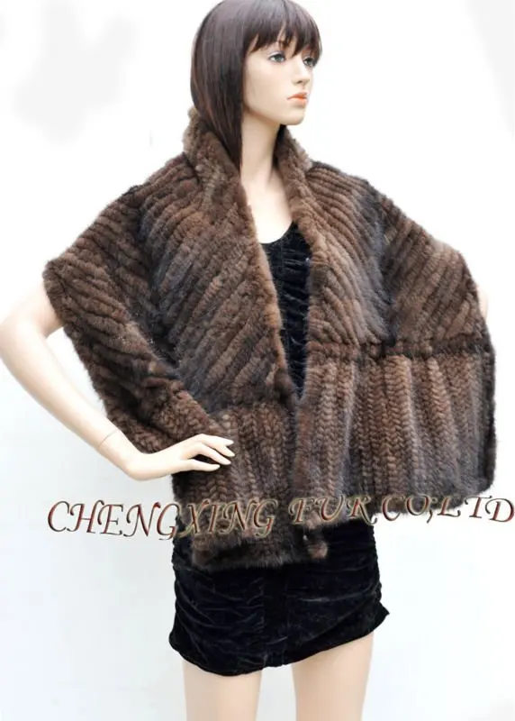 CX-B-M-46A Knit Mink Fur Lady's Shawl ~ DROP SHIPPING