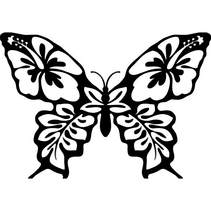 15*10.4CM Interesting Butterfly Hibiscus Flower Window Stickers Motorcycle Car Fashion