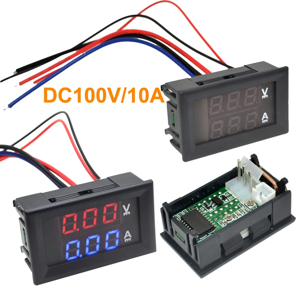 Buy LED DC 0 100V 10A Dual display Meter Digital Voltmeter Ammeters Panel Amp