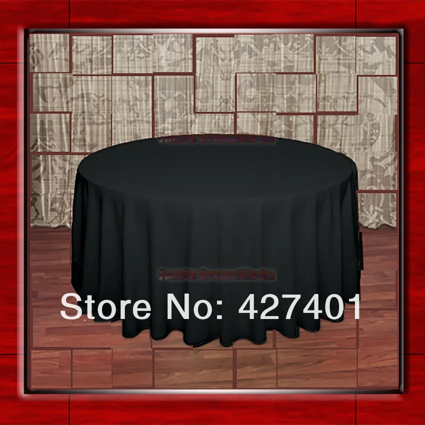 10" круглый черный 210GSM полиэстер Обычная Скатерть для свадебных мероприятий и вечерние украшения(Прямая с фабрики