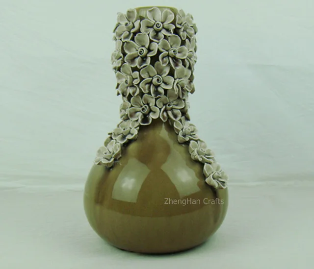 Ваза для украшения комнаты. Современная мода простая Бытовая декоративная керамическая и китайская лакированная ваза ручной работы цветок