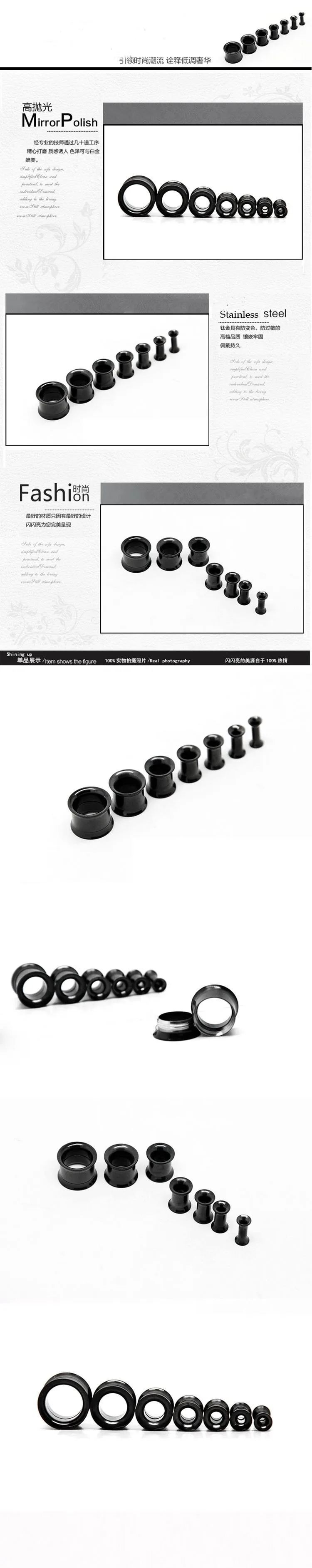 Оптовые продажи, 72 шт./лот, mix5-20mm, нержавеющая сталь, ювелирные изделия для тела, внутренняя резьба, туннель
