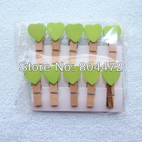 2000 Мини Милая мультяшная Зеленая форма персикового сердечка деревянные клипсы | Peg | для праздника Рождественский Декор