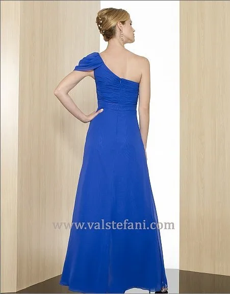 Новое поступление сексуальное Макси платье vestido de festa с длинным Голубой шифон бисером одно плечо Элегантные Вечерние Нарядные платья