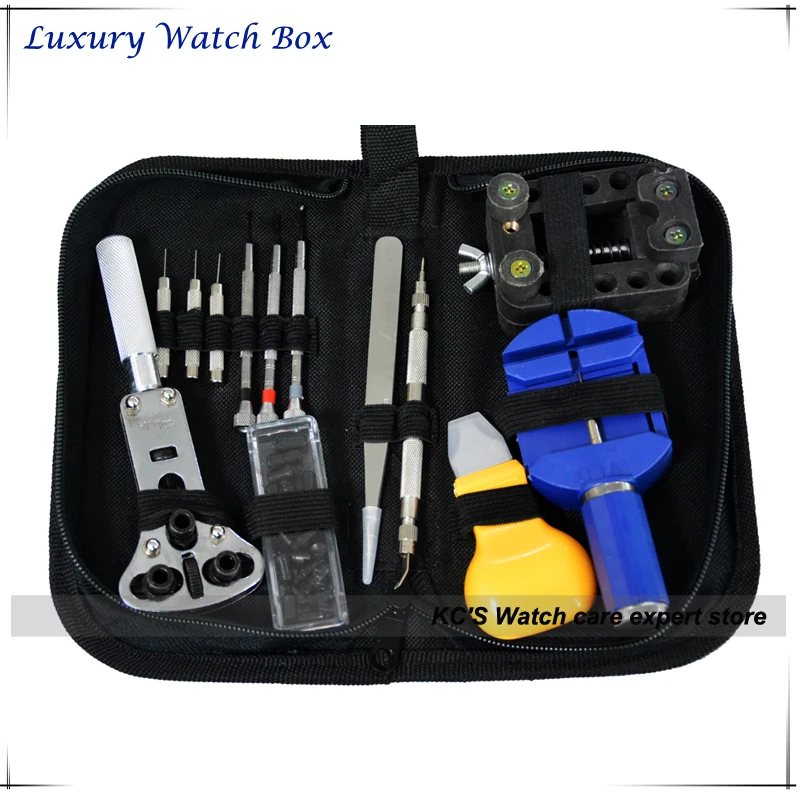 Free Shipping 13pcs Watch Repair Tool Kit Zipper Case with Big Watch