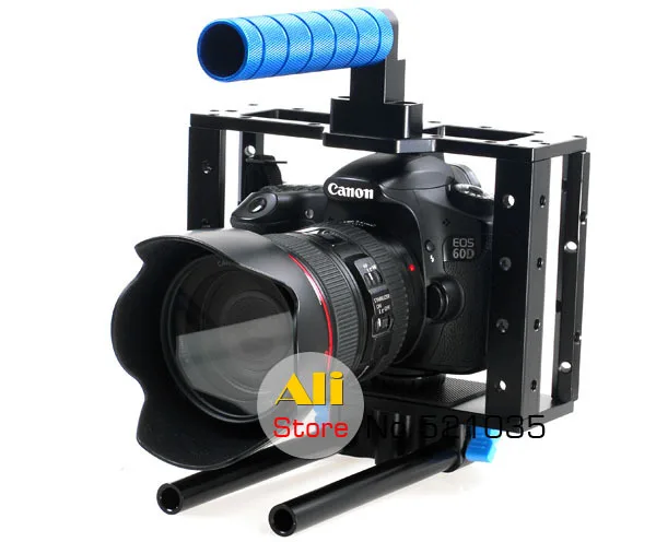DSLR Rig камера видео Чехол ручной клетки 15 мм стержень системы 1/4 3/8 винт Штатив для 5D Mark II 5D3 60D скольжения