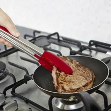 2 pcs/set 9″/12″ Stainless steel Silicone Kitchen Food Clip Tongs BBQ Clip Salad & Grill Serving Tongs With Silicone