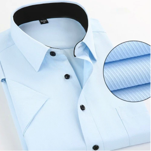 Summer Plus Size 10 Colors Business&Casual Men Dress Shirt Short Sleeve Shirt Solid Color Slim Fit Man/Boy Shirts YN541 - Цвет: DX1432