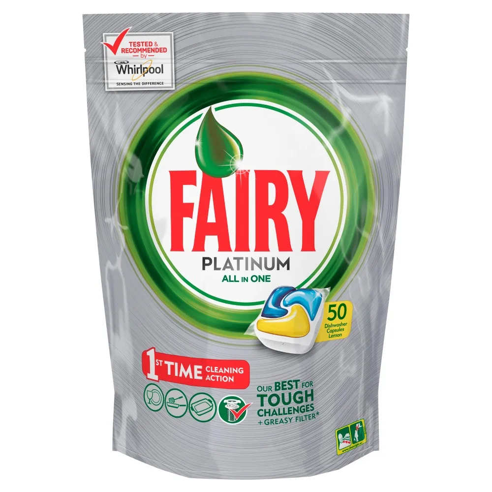 Капсулы для посудомоечной машины Fairy Platinum Лимон(50 штук