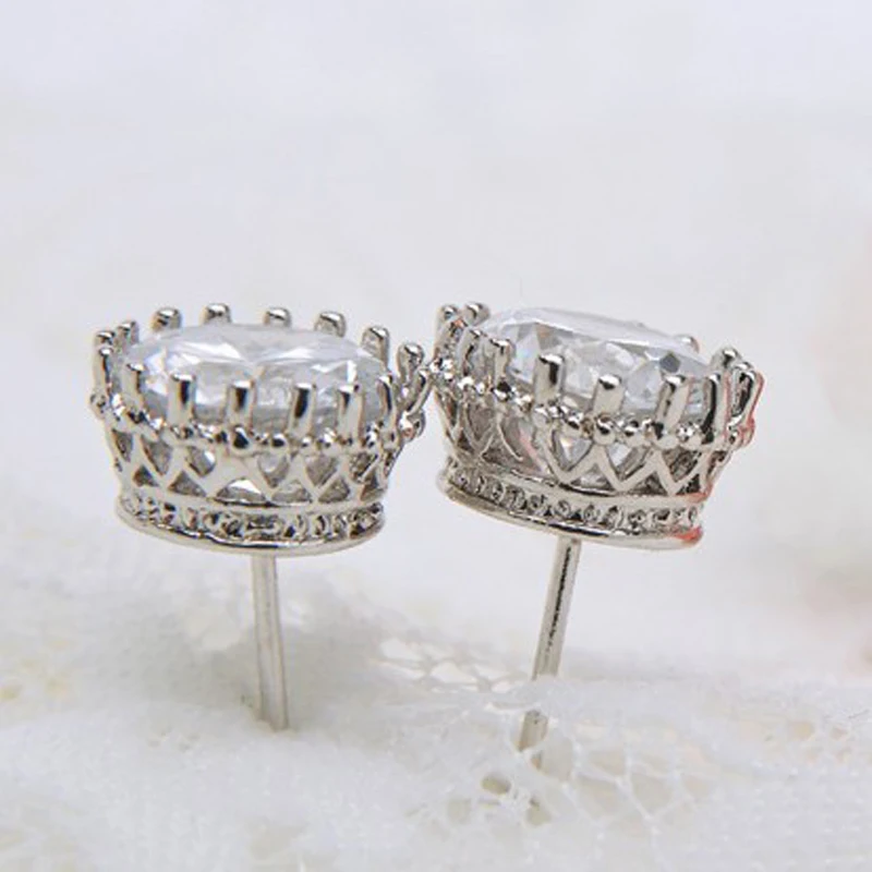 

New arrival trendy Micro-inserts crown crystal stud earrings for women ,high quality wedding earring