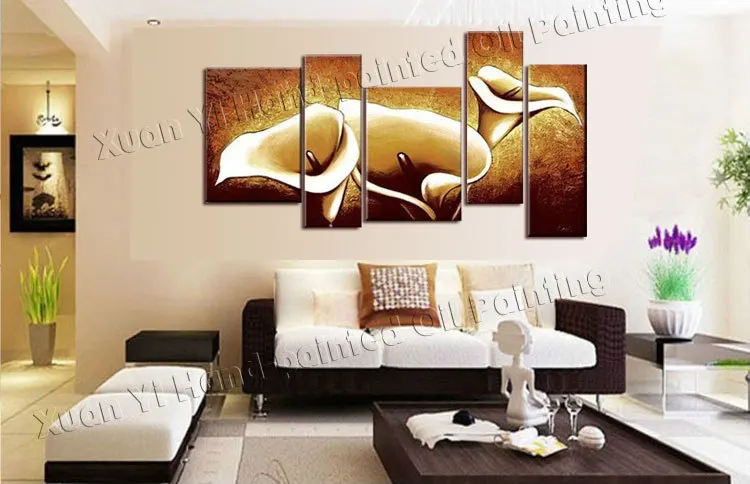 5 Панель Wall Art ручная роспись цветок каллы пейзаж на стену абстракция домашний декор масляная живопись, картина на стену Панель Декор