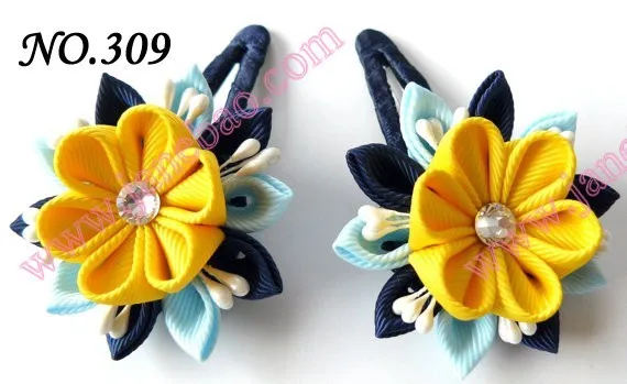 Новые 280 шт. " два слоя Kanzashi цветок заколки моды девушка Bow заколки