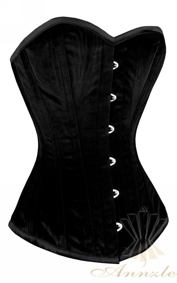 Sexy Black Velvet Overbust Corset Top For Waist Training (3).jpg