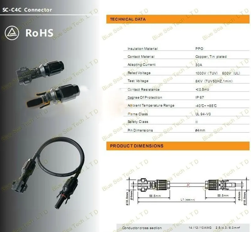 50 комплектов в целом, 200 шт. IP67 Соединительный PV комплект MC4 солнечной разъем мужской и женский + комплекты клемм для панели солнечных