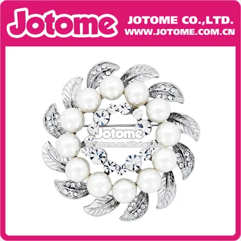 

100pcs/lot White Pearl Wreath Pin Brooch Fashion Women Jewelry Wedding Decor