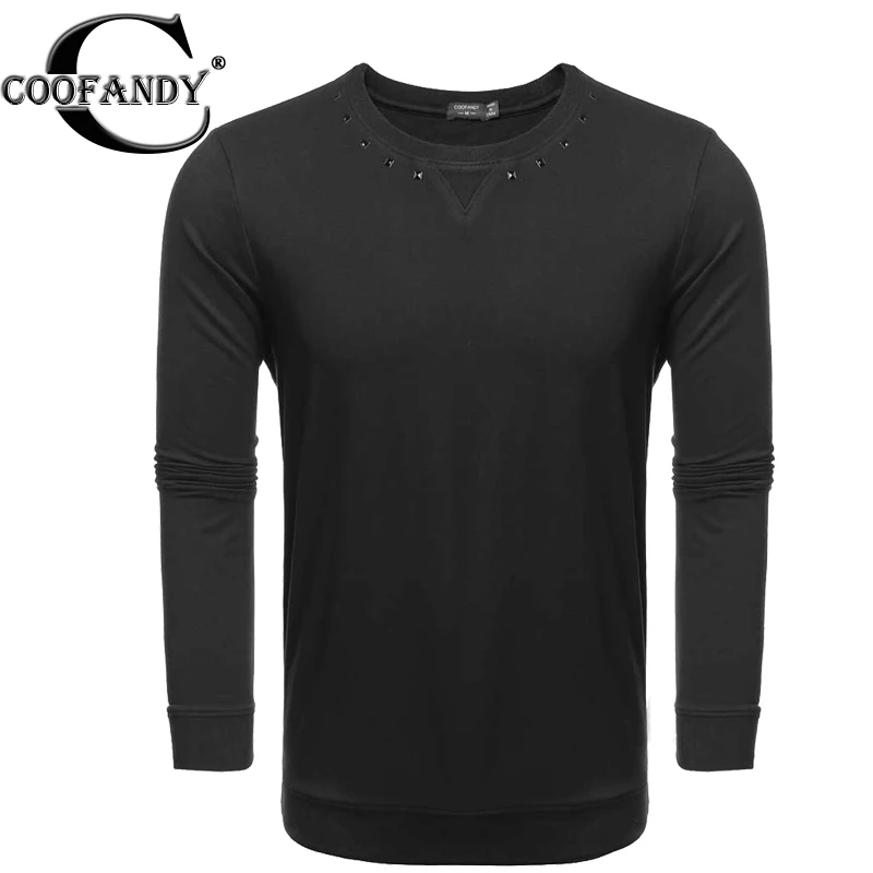 Coofandy Для мужчин Базовая футболка для человека моды Повседневное круглым вырезом пуловер с длинными рукавами Футболки для женщин футболки