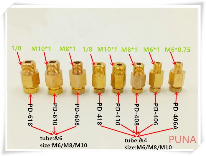 4 мм фитинг/M6*1 наружная резьба/M8*1 внутренняя резьба прямой адаптер/адаптер PD-406 для системы смазки/CNC машинный центр