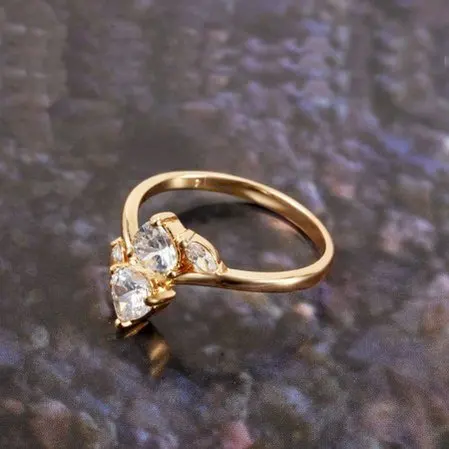 Женский сердце стиль желтое золото цвет 1,8 CT бриллиантовая огранка класс AAA кубический циркон камни обручальное кольцо(110730-03