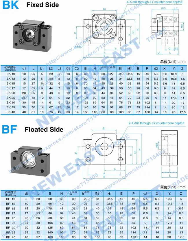 Ballscrews конец поддержки Комплект: 3 шт. BK10+ 3 шт. BF10 Конец Поддержка комплекты