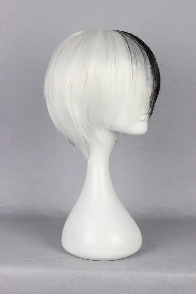 MCOSER 32 см черный и белый косплей короткие синтетические волосы вечерние парик Высокая температура волокна волос WIG-502G