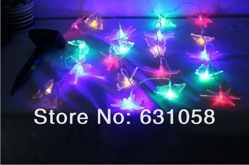 Оригинальность 20 LED Стрекоза бабочка солнечные огни строки многоцветная Лампа Открытый водонепроницаемый украшения сада