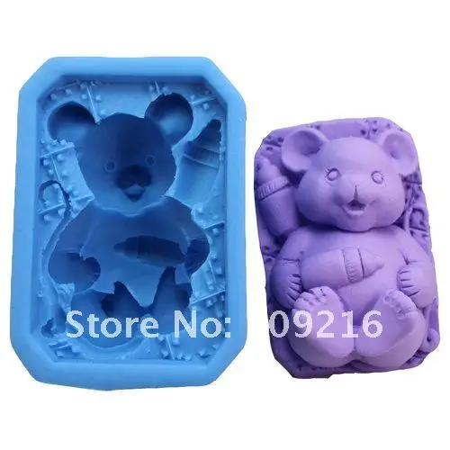 1 pcsTeddy медведь с бутылками(R0844) Силиконовая мыльная форма для поделок
