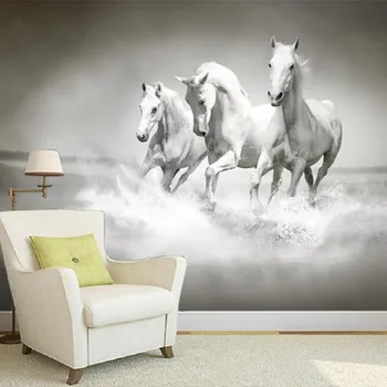 

Beibehang White Horse Running 3 d HD TV Background Wallpaper Living Room 3 d Wallpaper Mural papel de parede para quarto