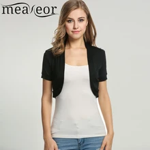 Meaneor/женские вязаные Болеро; повседневные футболки; стильные однотонные топы с короткими рукавами; короткий кардиган; укороченная одежда; большие размеры; xs-xxxl